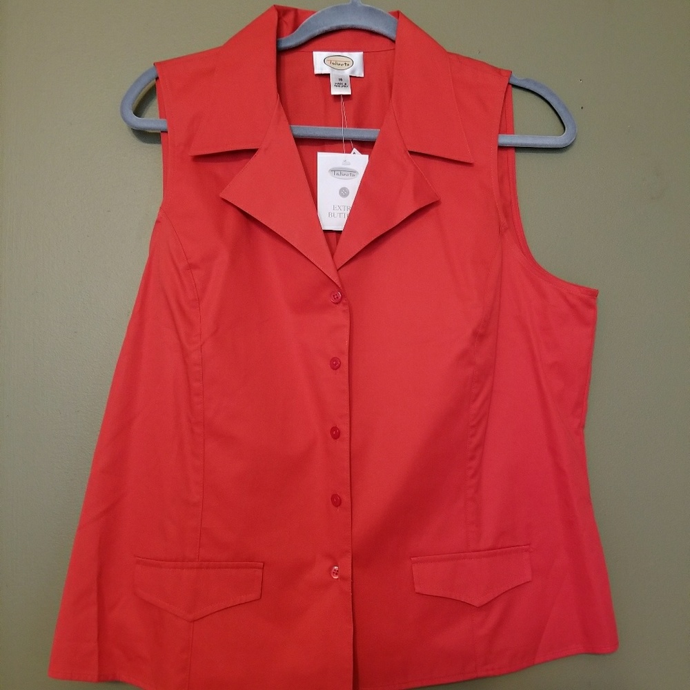 TALBOTS RED SLEEVELESS BLOUSE SIZE 16